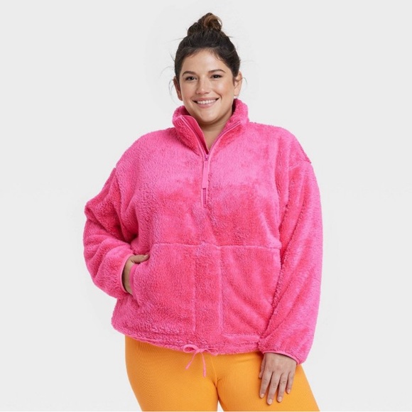 (NLA) Hot Pink Fleece Half-Zip Pullover Size XXL - Picture 2 of 6